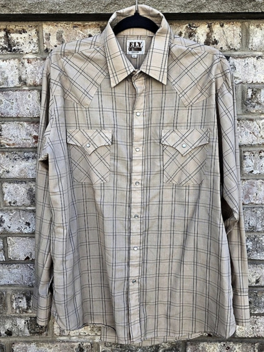 Ely Cattleman Western Pearl Snap Plaid Cowboy Shirt Mens L